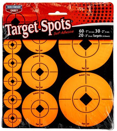 Birchwood Casey 33928 Target Spots  Self-Adhesive Paper Black/Orange Bullseye 60 Targets