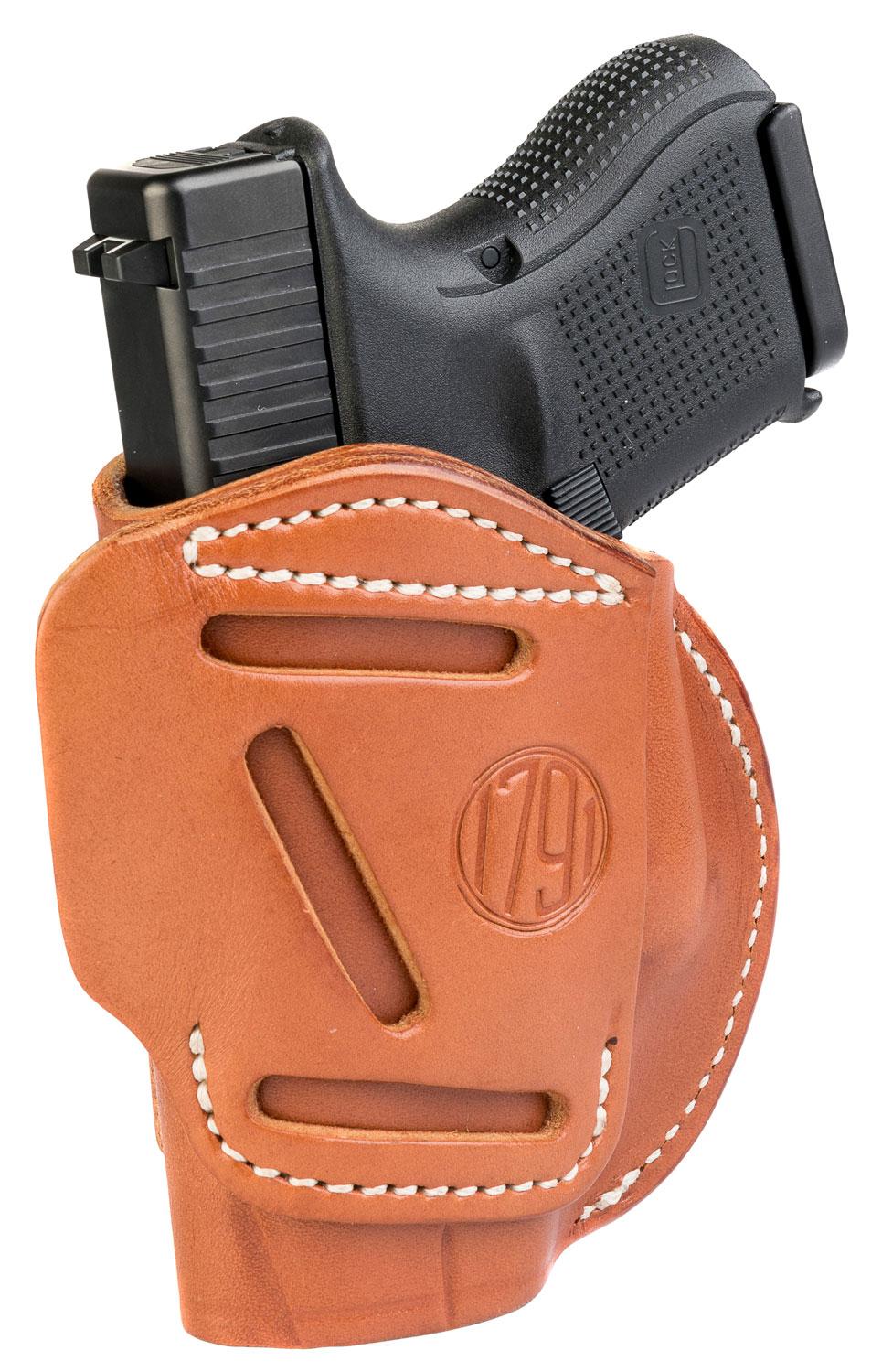  1791 Gunleather 4wh3cbrr 4- Way Iwb/Owb Size 03 Classic Brown Leather Belt Clip Compatible W/Glock 26/Ruger Lc9/S & W M & P Shield 2.0 9/40 Right Hand
