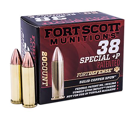 Fort Scott Munitions 38+P081SCV Tumble Upon Impact (TUI) Fort Defense 38 Special +P 81 gr Solid Copper Spun (SCS) 20 Per Box/ 25 Cs