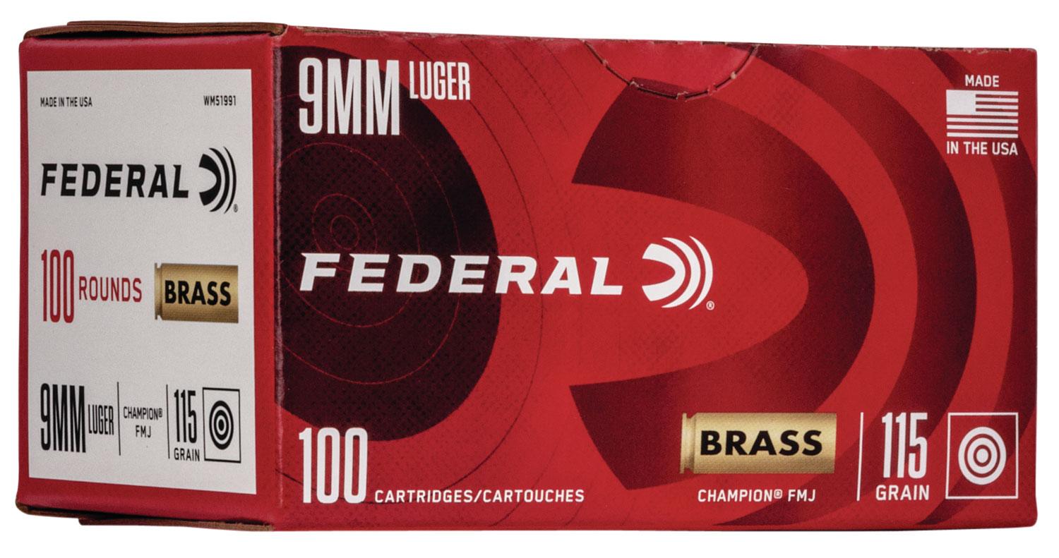  Federal Wm51992 Champion Training 9mm Luger 115 Gr Full Metal Jacket (Fmj) 200 Per Box/5 Cs