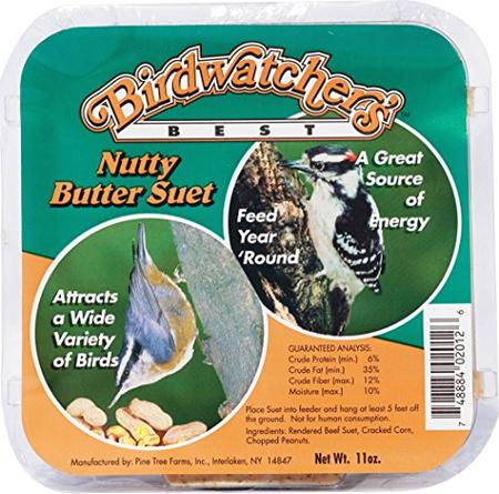 Pine Tree Farms Birdwatcher'S Best Suet Cakes Wild Bird Food - Nutty Butter - 11 Oz - 12 Pack