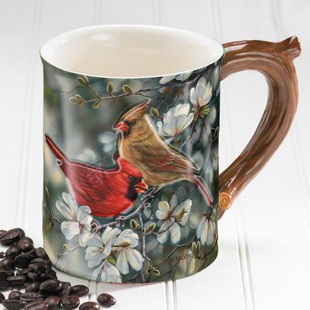 Cardinals and Magnolias Sculpted Mug