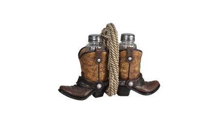 River's Edge Cowboy Boot W/rope Salt & Pepper Shaker