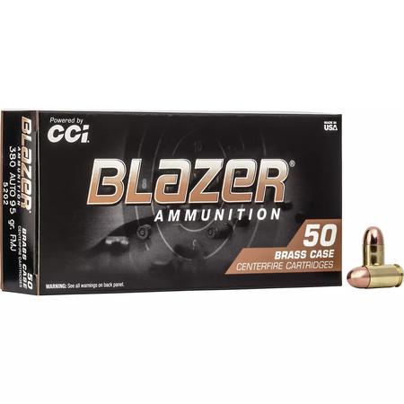 Blazer Brass Target Load FMJ .380 Auto 95-Grain Centerfire Handgun Ammunition - 50 Rounds