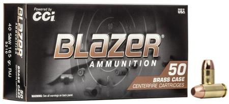 CCI Blazer Brass Full Metal Jacket 40 S&W Ammo 165 gr 50 Round Box