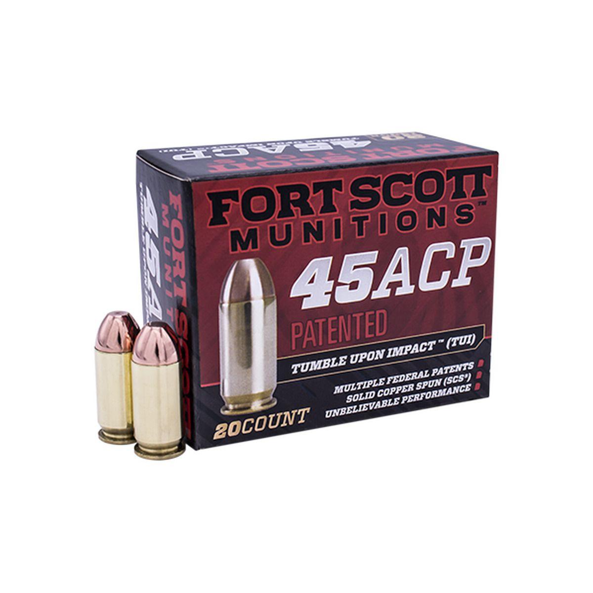  Fort Scott Munitions 450180scv Tumble Upon Impact (Tui) Self Defense 45 Acp 180 Gr Solid Copper Spun (Scs) 20 Per Box/25 Cs