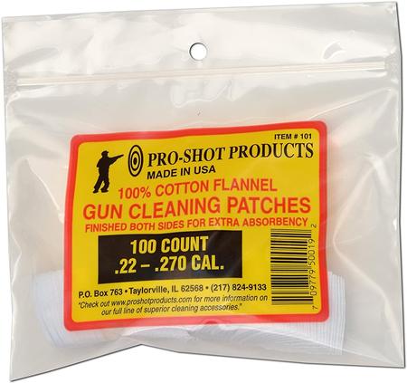 Pro Shot Products .22-.270 Caliber 100 Count Patches, White, 1 1/8