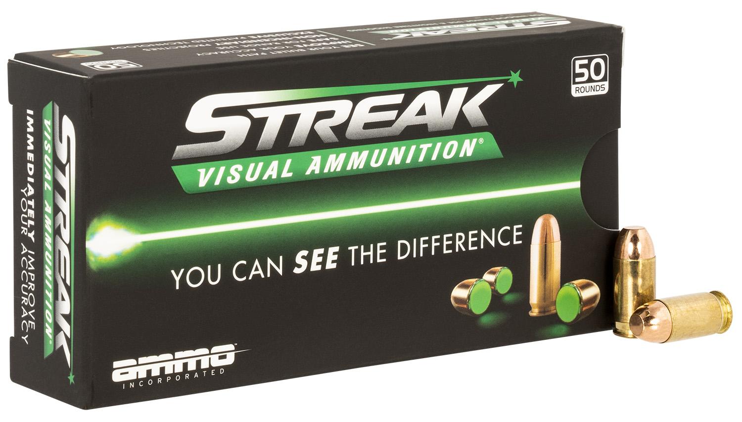  Ammo Inc 380100tmcstrkgrn50 Streak Visual (Green) Self Defense 380 Acp 100 Gr Total Metal Case (Tmc) 50 Per Box/20 Cs