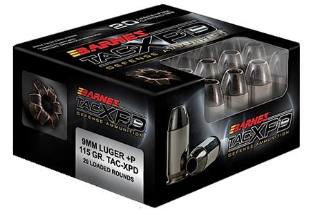 Barnes Bullets 21551 TAC-XPD Defense 9mm Luger +P 115 gr TAC-XP 20 Per Box/ 10 Cs