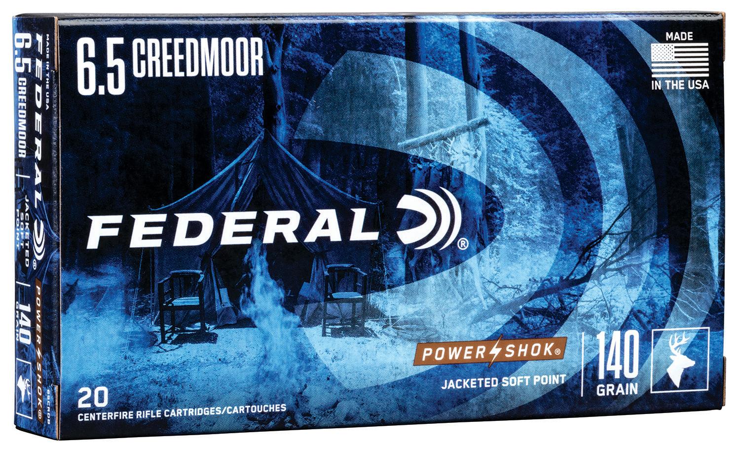  Federal 65crdb Power- Shok 6.5 Creedmoor 140 Gr Jacketed Soft Point (Jsp) 20 Per Box/10 Cs