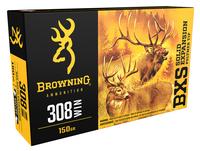 Browning Ammo B192403081 BXS Big Game & Deer 308 Win 150 gr Lead Free Solid Expansion Polymer Tip 20 Per Box/10 Cs