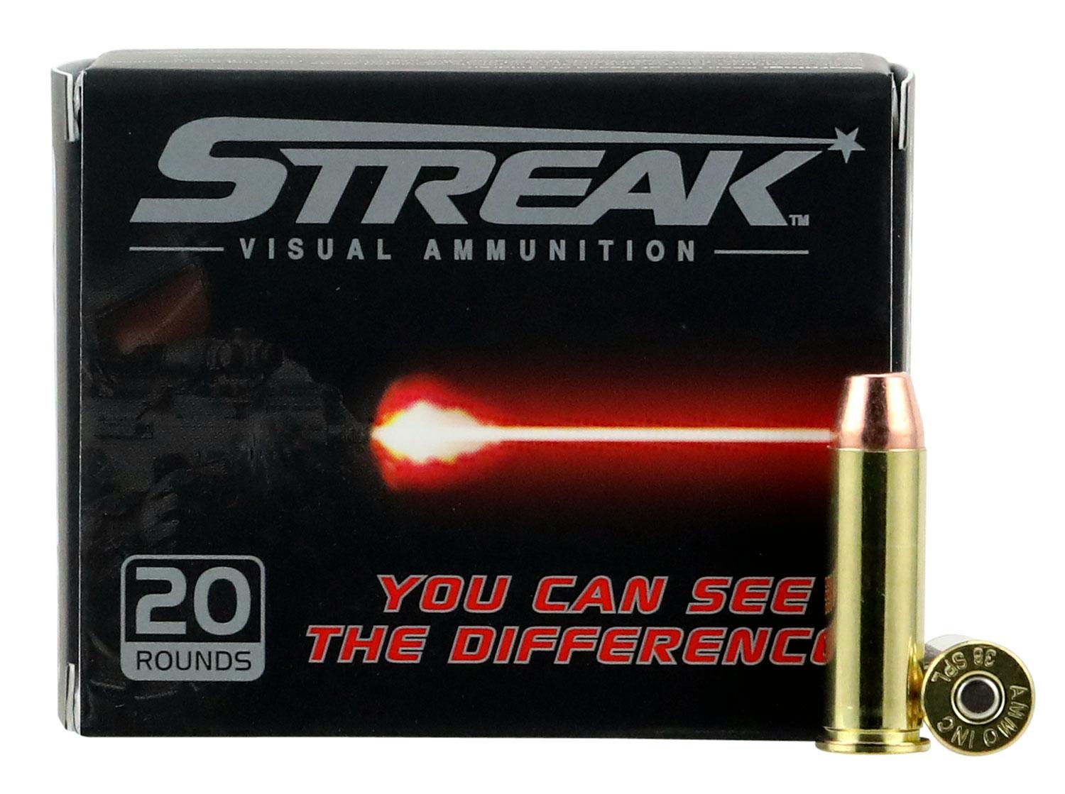  Ammo Inc 38125tmcstrkred Streak Visual (Red) Self Defense 38 Special 125 Gr Total Metal Case (Tmc) 20 Per Box/10 Cs