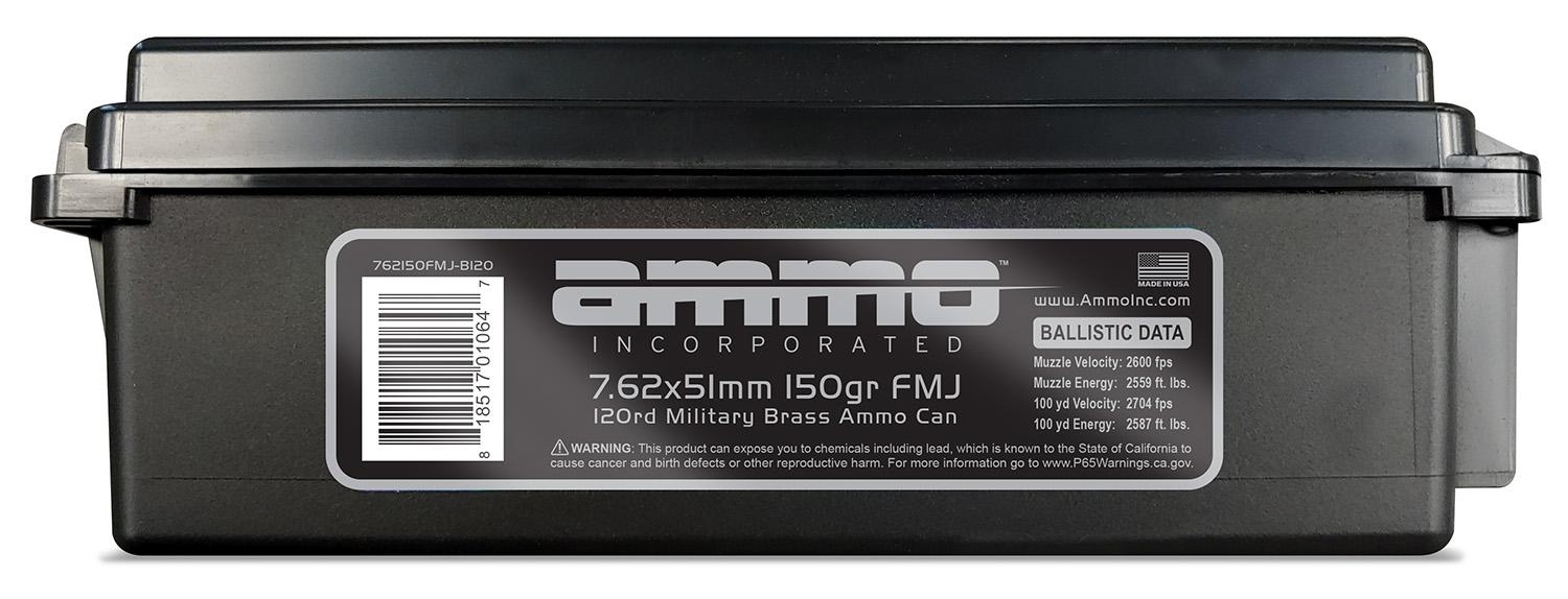  Ammo Inc 762150fmjb120 Signature Hunting 7.62x51mm Nato 150 Gr Full Metal Jacket (Fmj) 120 Per Box/6 Cs