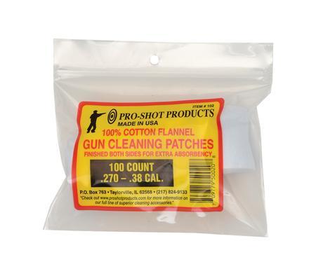 Pro-Shot Square Cleaning Patch .270-.38 Caliber 100 Count - No.102