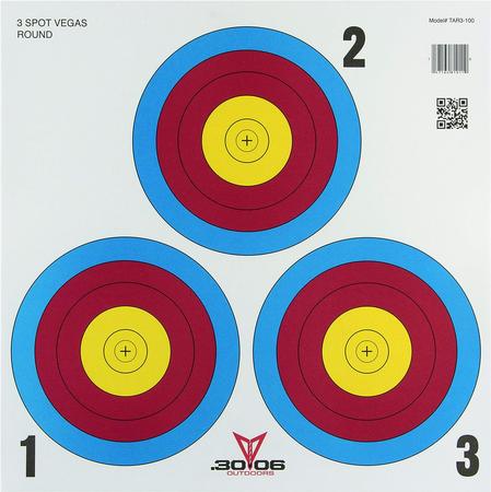 .30-06 3 Spot Vegas Paper Target 100 Count Red/Blue/Yellow