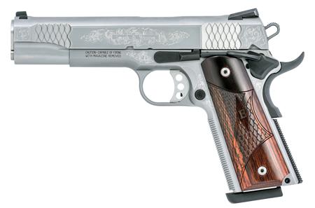 Smith & Wesson 10270 1911 Engraved 45 ACP Single 5 8+1 Laminate Wood Grip Stainless Steel Slide