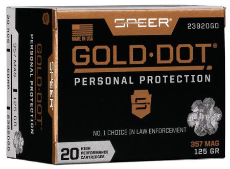Speer 23920GD Gold Dot Personal Protection 357 Mag 125 gr 1450 fps Hollow Point (HP) 20 Bx/10 Cs