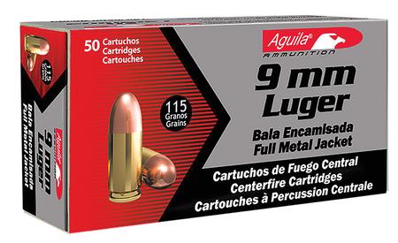 Aguila 1E097704 Target & Range Handgun 9mm Luger 115 gr Full Metal Jacket (FMJ) 50 Per Box/ 20 Cs
